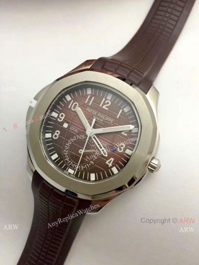 Patek Philippe Copy Aquanaut Travel Time Men Watch - Brown Rubber Band 42mm